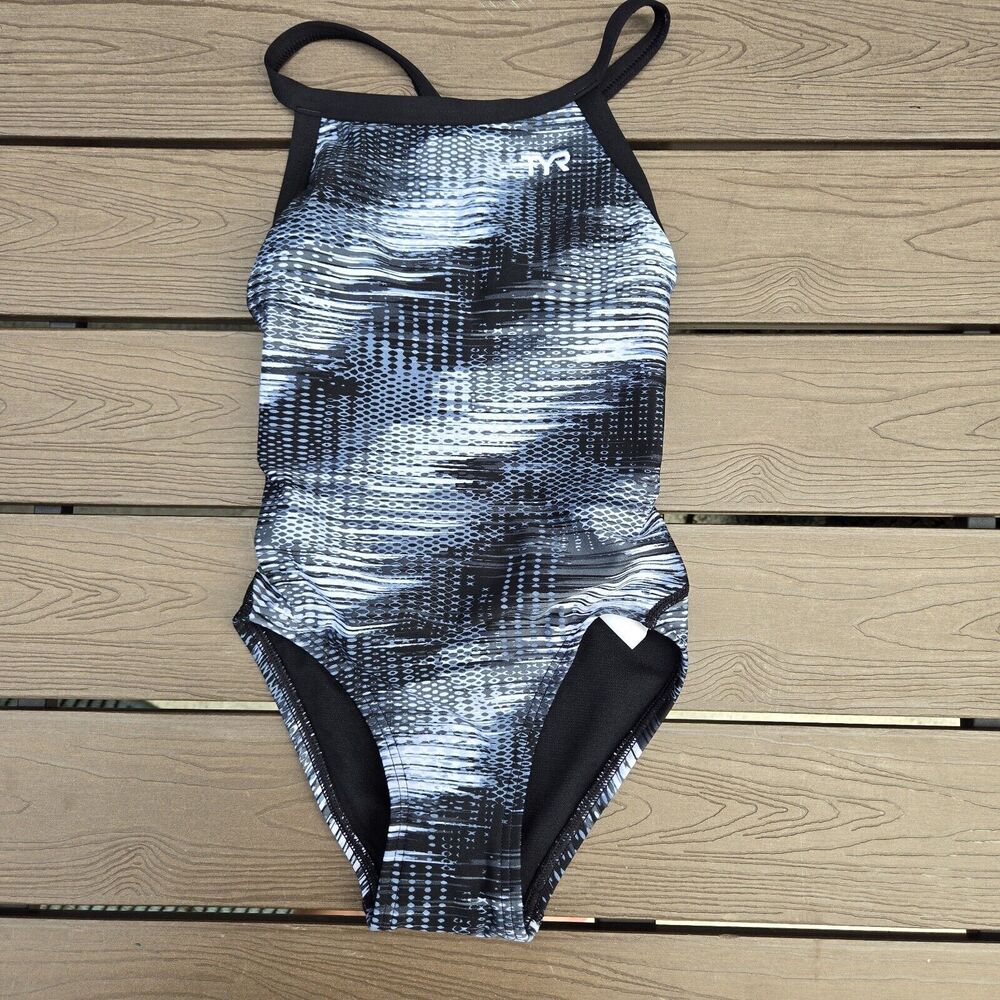 TYR Duralast Surge Gray DiamondFit 1 Pc Swimsuit, Girls Youth  Sz 22 New Sample